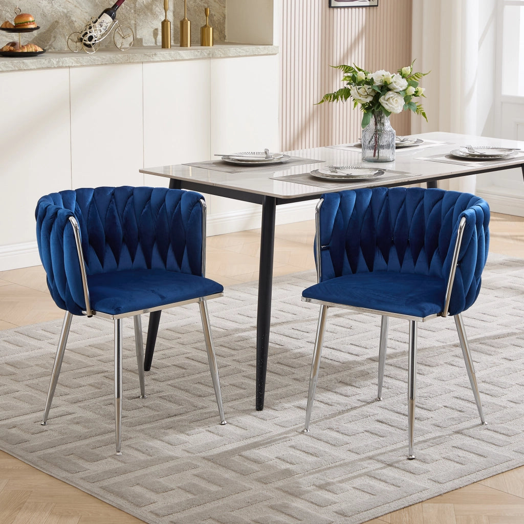 Sgabello da bar con schienale basso e struttura in metallo - in tessuto - navy