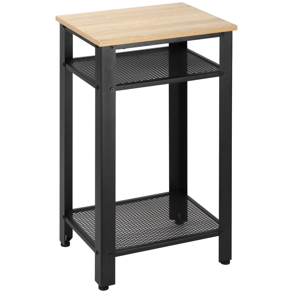 Tavolino da salotto industriale con ripiani in rete metallica e gambe regolabili ¨C Zephmum ¨C Quercia e nero 45x35x75 cm