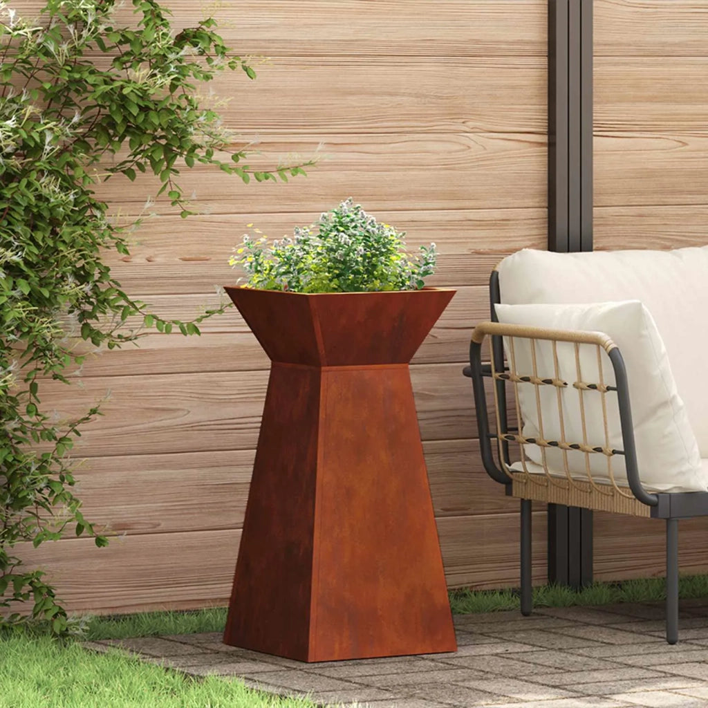 2 pz Fioriere | Cassetta per fiori | Vaso a Pilastro Argento 35 x 35 x 73 cm