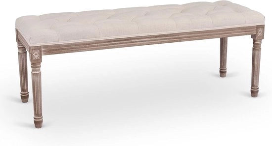 Banco in legno con schienale imbottito - Gangstabile e tavolo da pranzo in stile vintage per camera da letto e soggiorno - Beige 120 cm