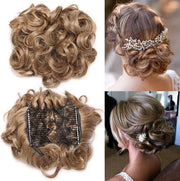Clip per estensione capelli marrone chiaro - elastico per acconciature e trecce 90 g