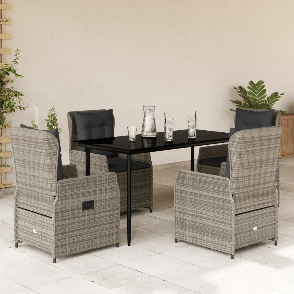 Set da Pranzo da Giardino 5 pz con Cuscini in Polyrattan Grigio 3262856