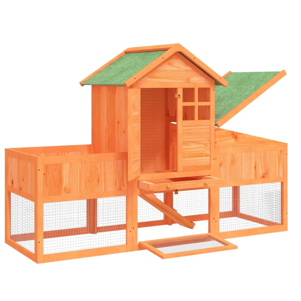 vidaXL Conigliera Marrone 170x63x113 cm in Legno Massello di Pino