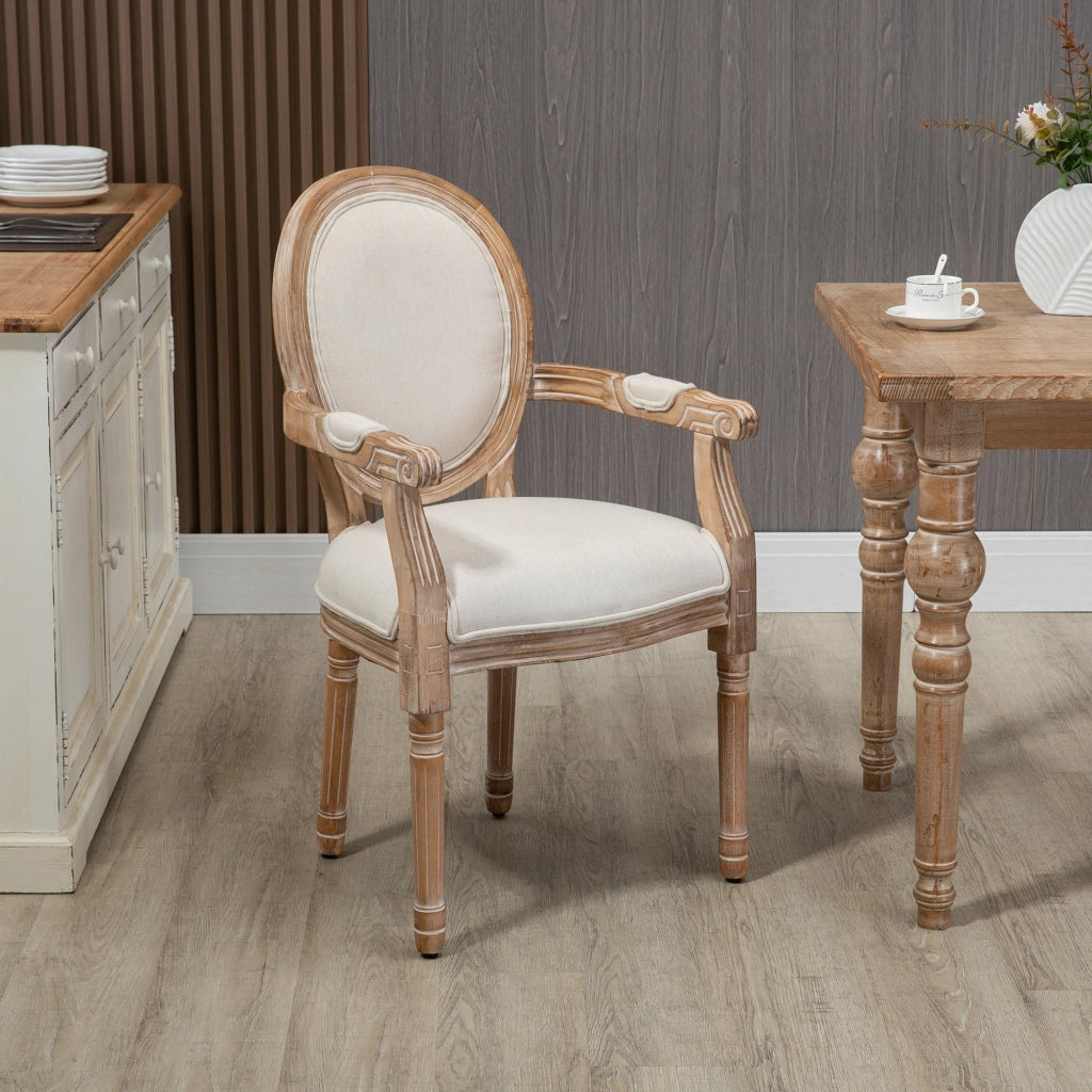 Sedia da Salotto Imbottita con Rivestimento in Tessuto ¨C Minimal ¨C 56x56x96cm, Bianco Crema