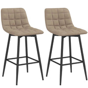SET 2 SGABELLI DA CUCINA STILE NORDICO IN TESSUTO EFFETTO VELLUTO E METALLO 45X47X84 CM MARRONE