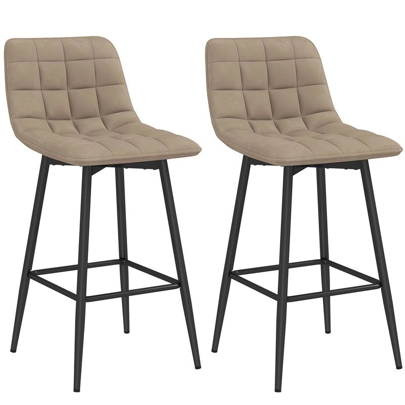 SET 2 SGABELLI DA CUCINA STILE NORDICO IN TESSUTO EFFETTO VELLUTO E METALLO 45X47X84 CM MARRONE