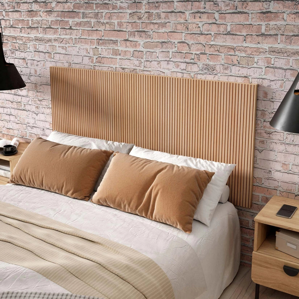 Testiera per letto Herdasa 140cm stampa doghe rovere 67x145x3