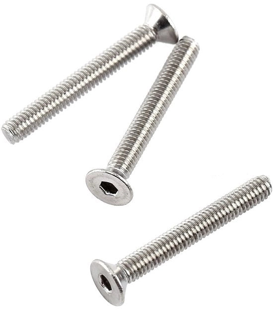 Viti a sezione hex M2.5 in acciaio inossidabile A2, resistenti alla corrosione, con filo a sezione quadrata.