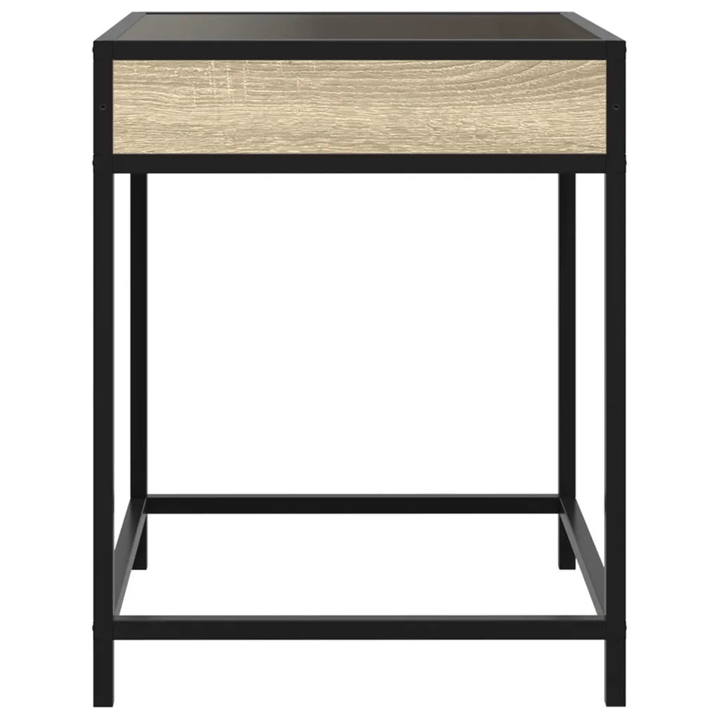 Comodino con LED Infinity-Tavolino da notte Rovere Sonoma 40x40x51 cm 960925