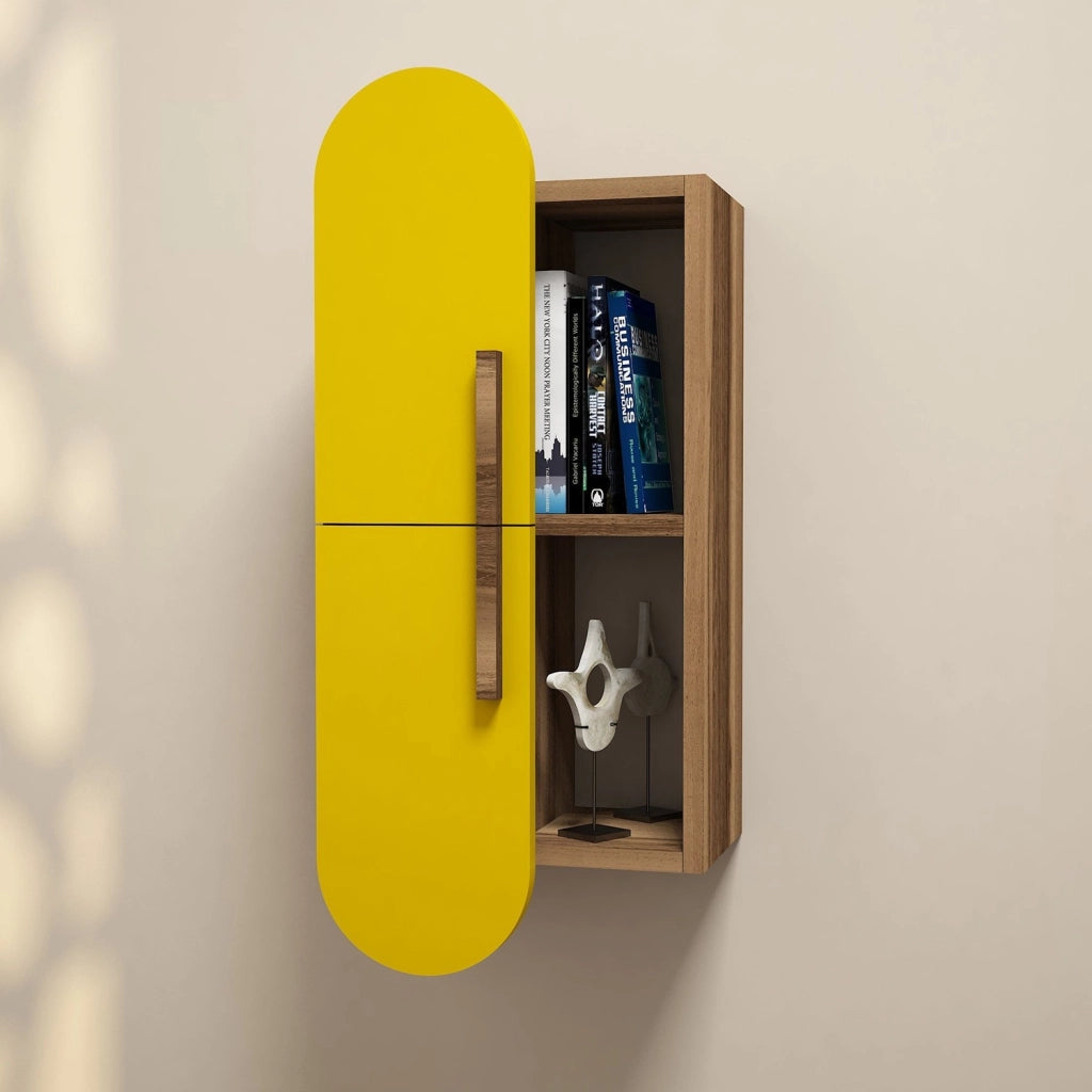 Mensola da parete in legno "Rose" - 35 x 22 x 60 cm - NoceGiallo