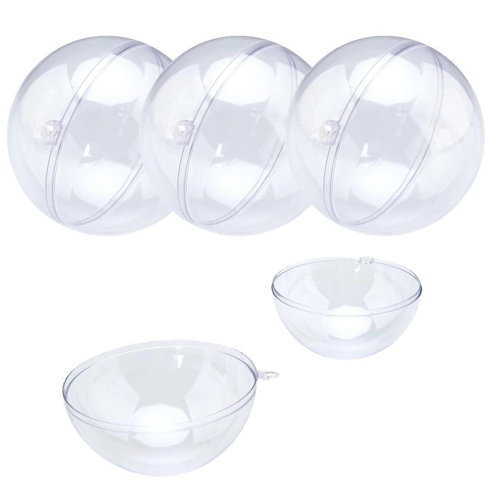 Trade Shop - Sfere Natalizie Palline Trasparenti Apribili Da Riempire Decorazione Natale 3 Pz -