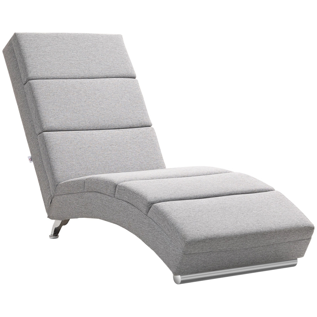 Poltrona Chaise Longue Reclinabile ¨C Zephmum ¨C Grigio Chiaro Tessuto Imbottito