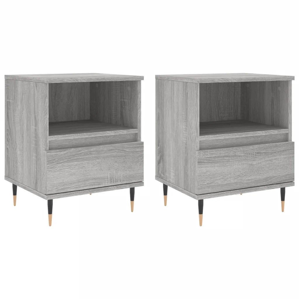 Set di 2 Comodini | Armadio da Notte | Mobiletto da notte Grigio Sonoma 40x35x50 cm in Legno Multistrato