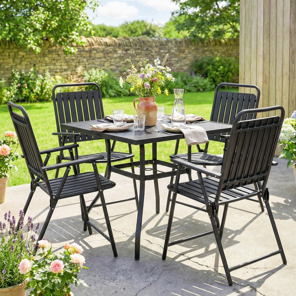 Sedie da giardino pieghevoli ¨C zephmum ¨C nere, metallo, 55x63x93 cm