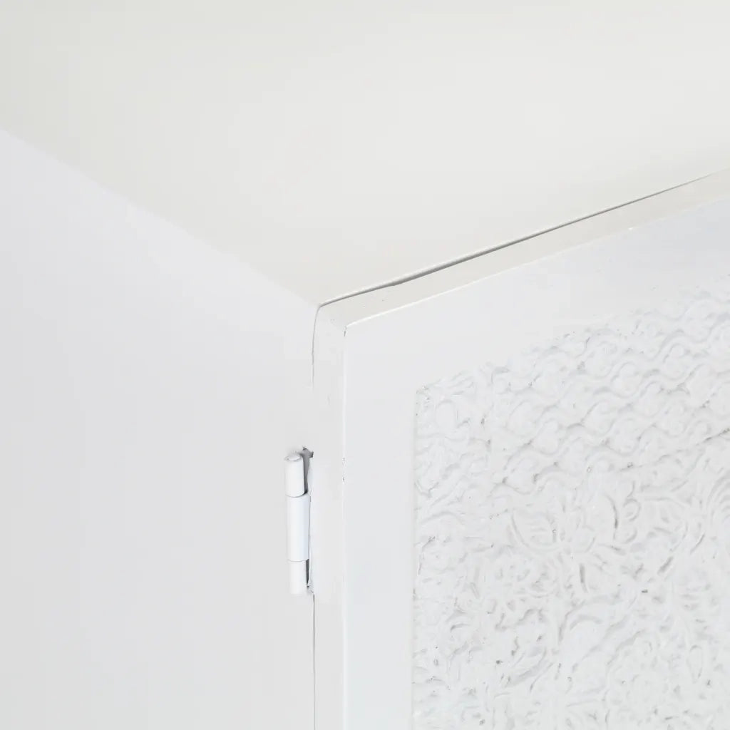 Mobile Porta TV Bianco 115x30x46cm in Legno Massello di Mango 323580