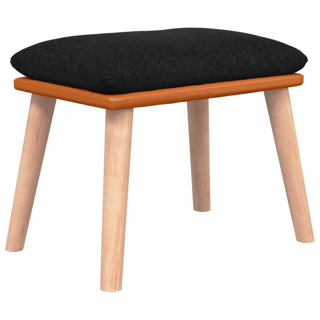 Poggiapiedi Nero 45x29,5x35 cm in Tessuto e Similpelle 341452