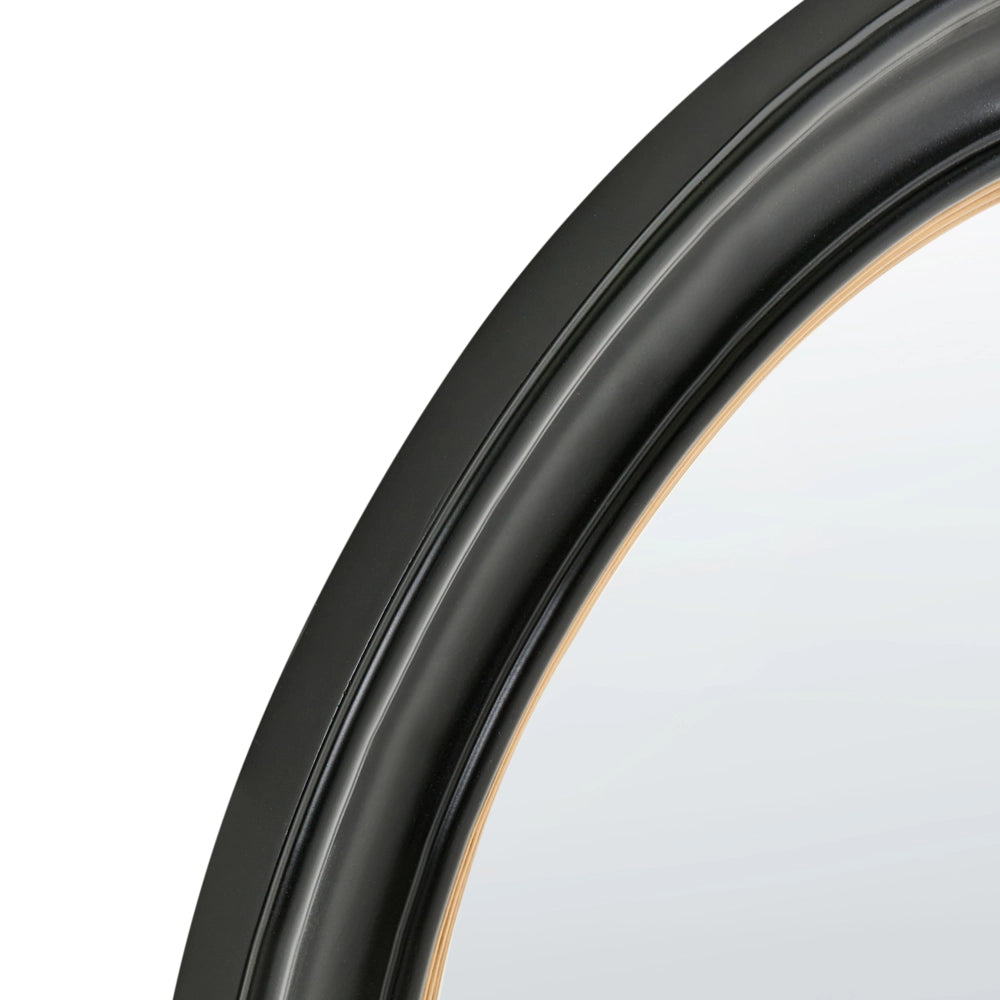 Specchio nero da parete 66 x 66 cm con cornice decorativa moderna rotonda