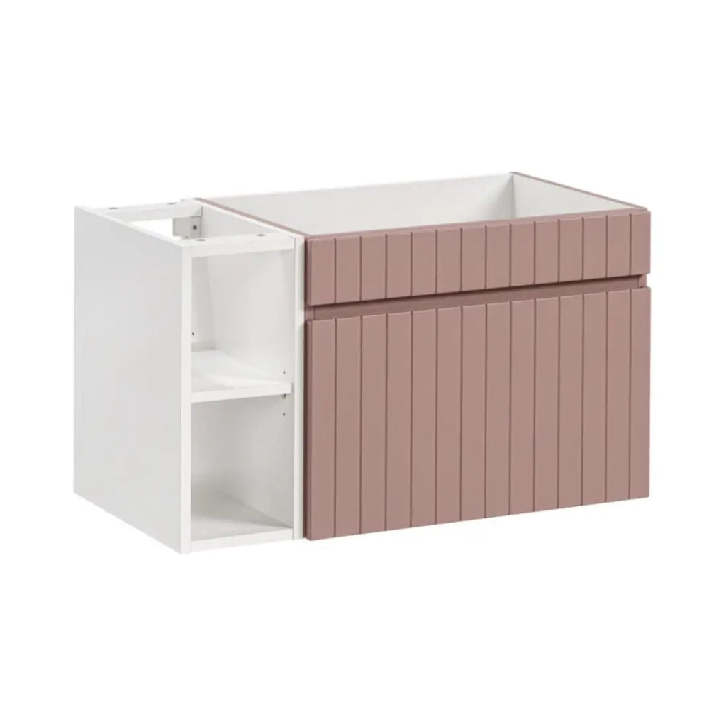 Set da bagno ICON: mobile sottolavabo 80cm rosa cipria con nicchie visibili bianche