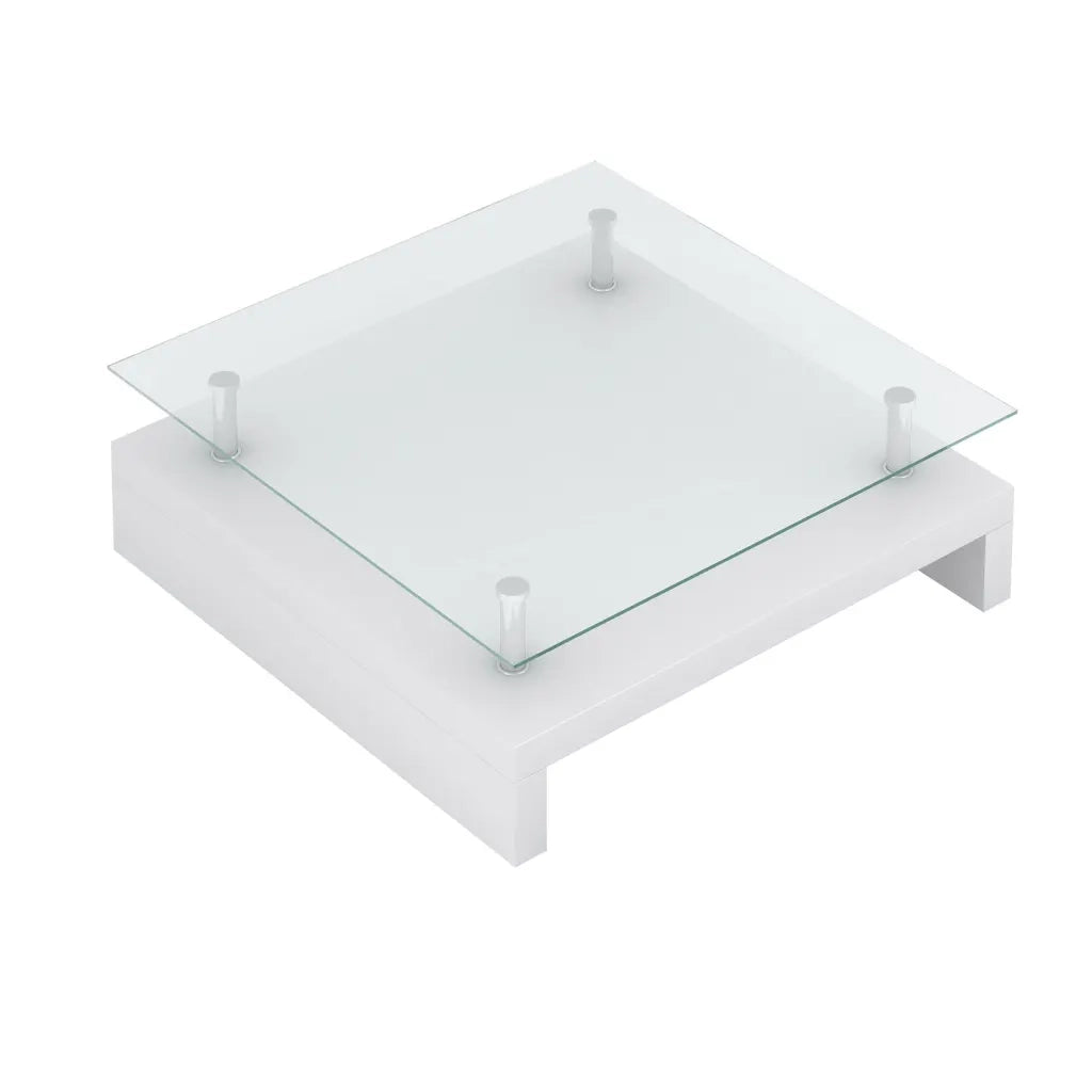 Tavolino da Caffè con Ripiano in Vetro Bianco 60697
