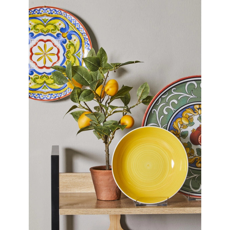 Set di 6 Piante Di Limone Artificiale In Vaso Di Terracotta H 43 Cm
