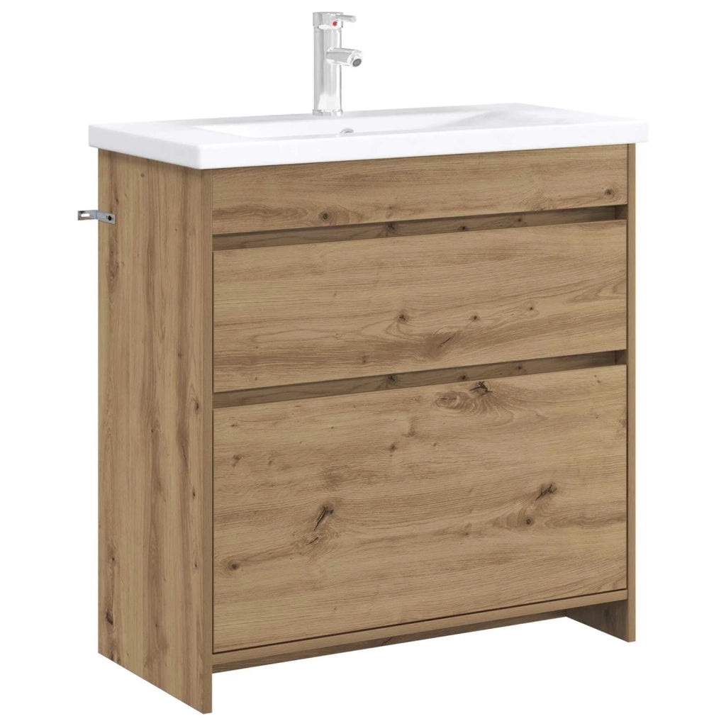 Mobiletto da Bagno Sotto Lavabo Rovere Artigianale 890743