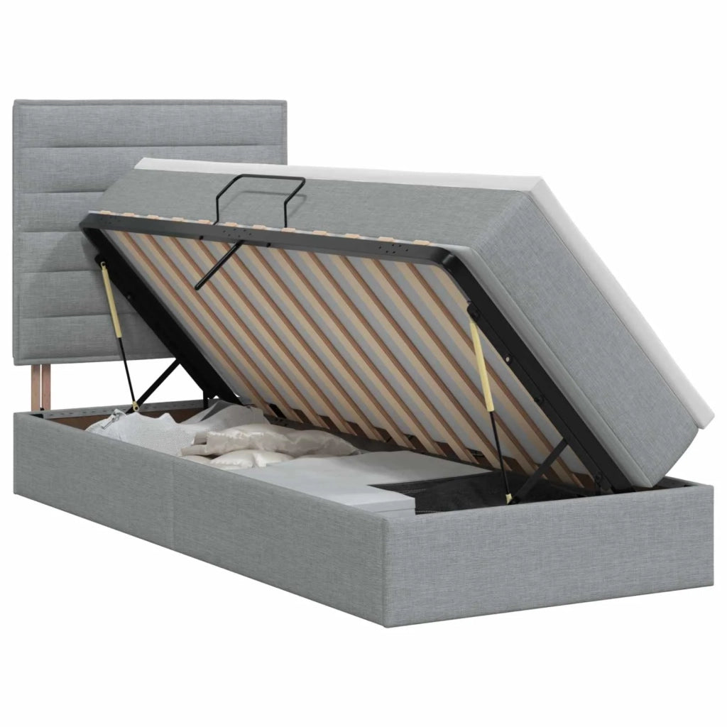 Letto con contenitore e materasso Grigio Chiaro 100 x 200 cm 3459420