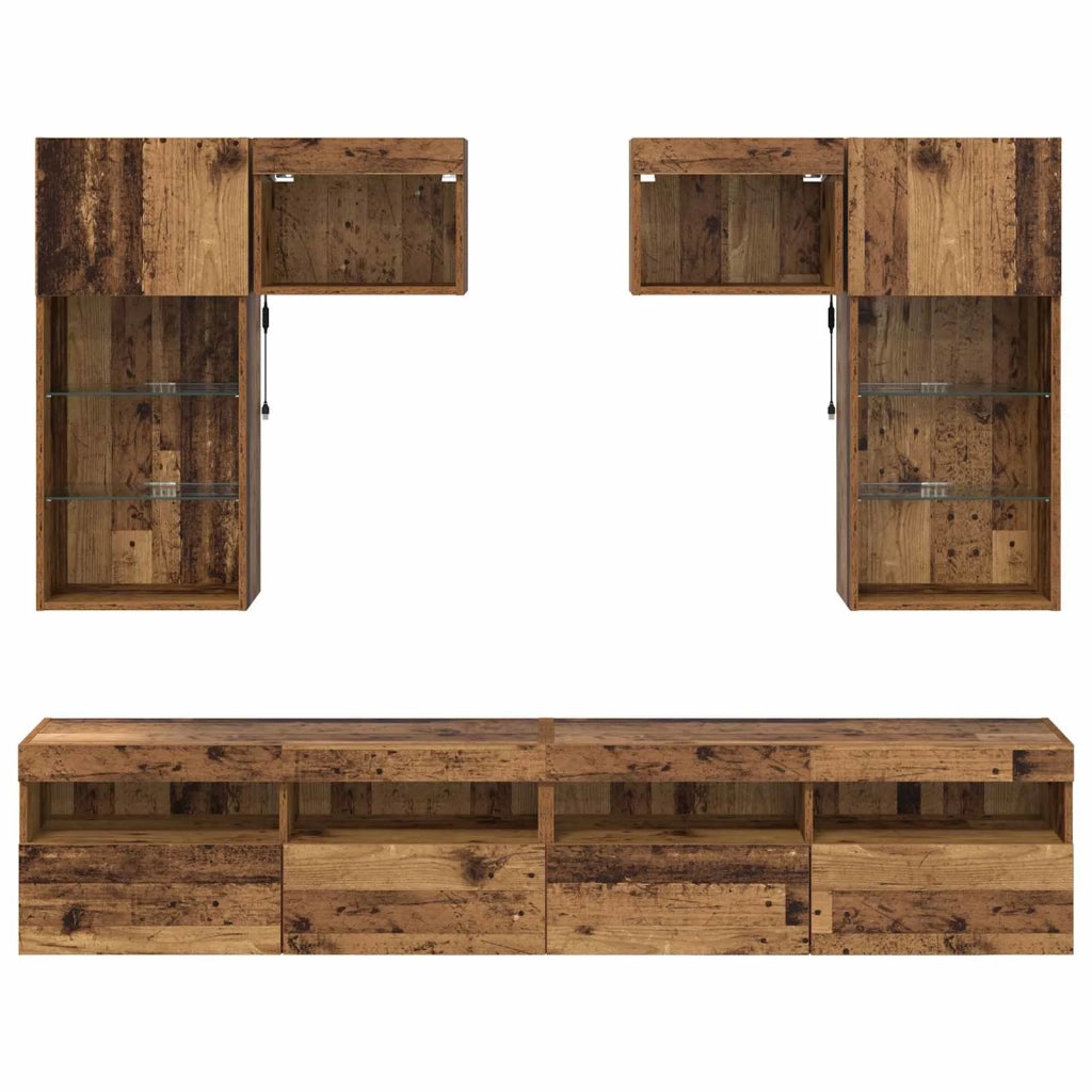 Unità per TV a Muro 6 pcs Rovere Nero Legno multistrato 3402788