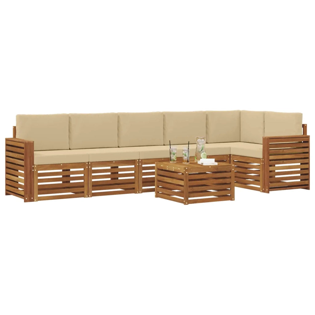 Set divano sezionale con cuscino 7 pcs Naturale e Beige 3374938