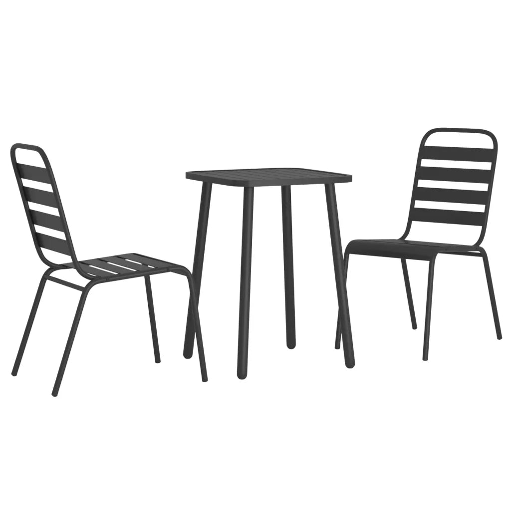 Set da Pranzo da Giardino 3 pz | Set Salotto da Giardino in Acciaio Antracite