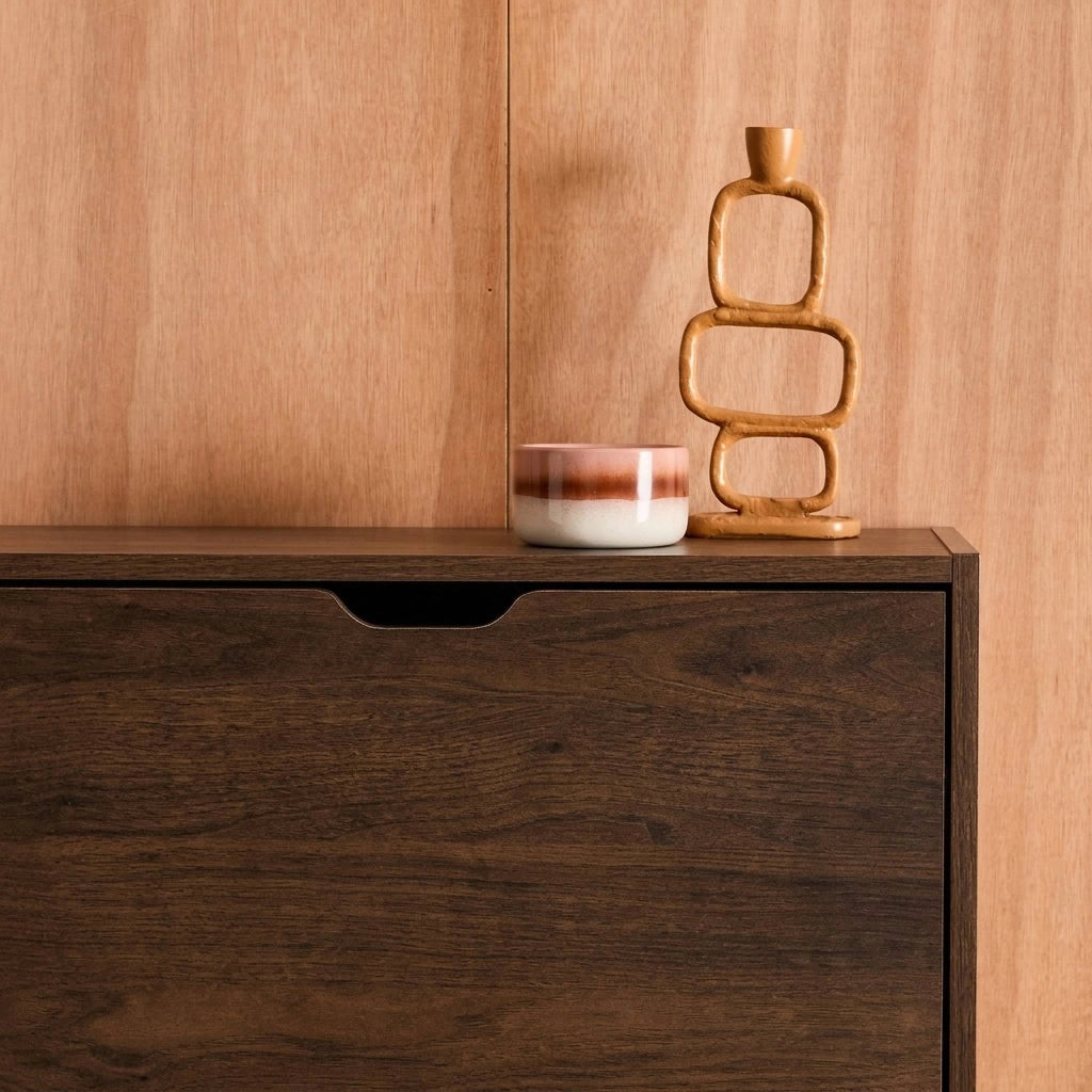 Scarpiera in legno, 3 ante, noce