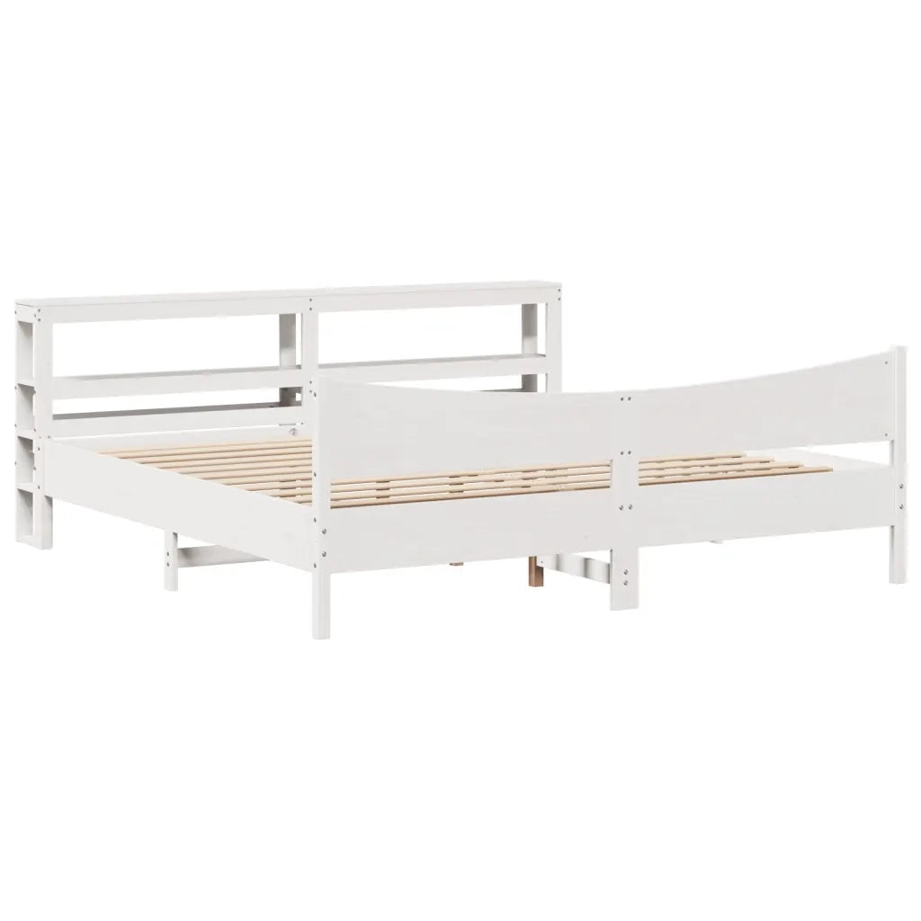 vidaXL Giroletto con Testiera Bianco 200x200 cm Legno Massello di Pino