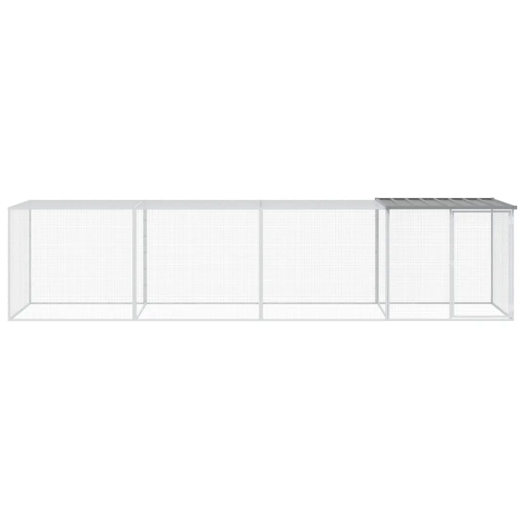 Gabbia Polli Tetto Grigio Chiaro 403x98x90 cm Acciaio Zincato 3189045