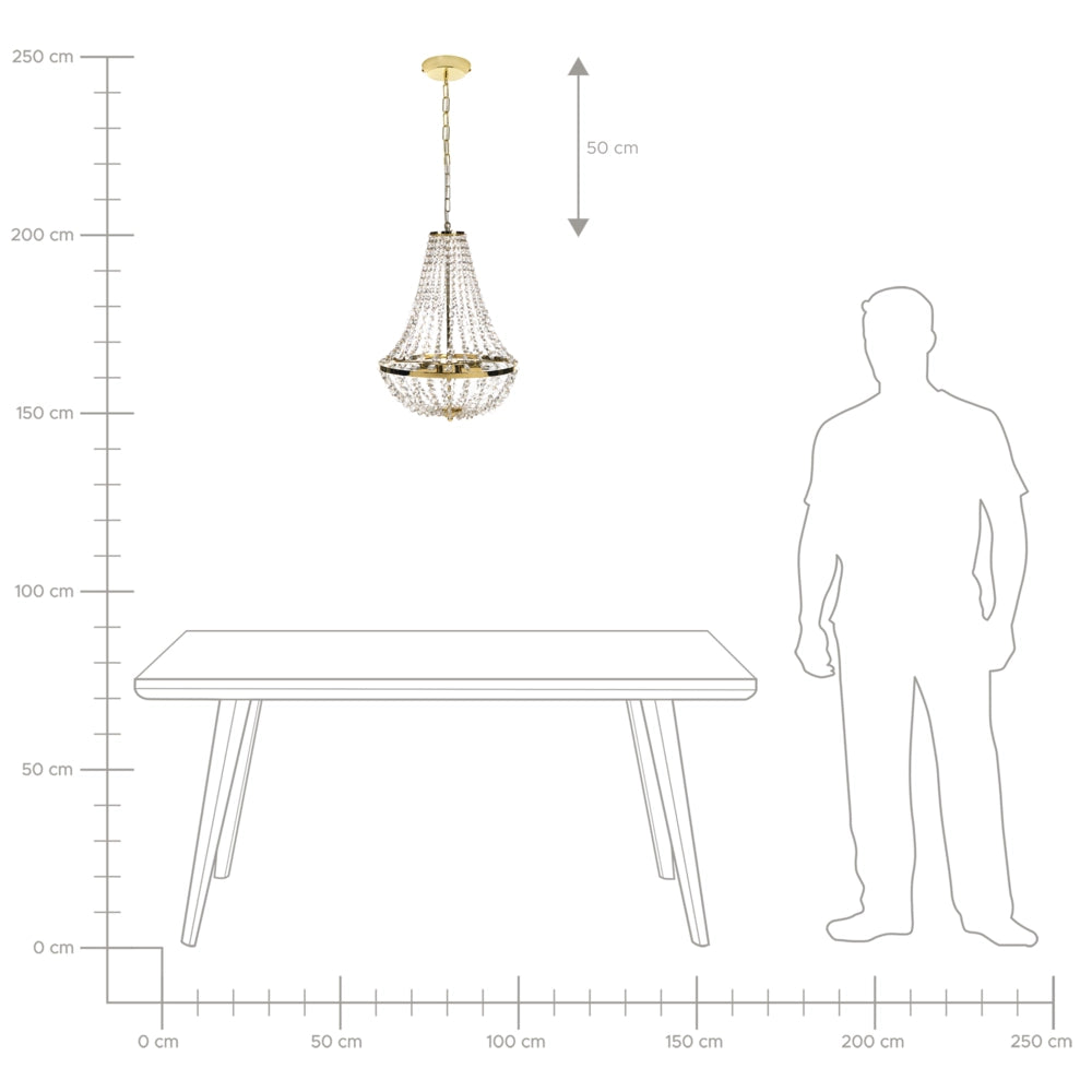 Lampadario in ferro con cristalli acrilici in stile glam Oro stile glamour