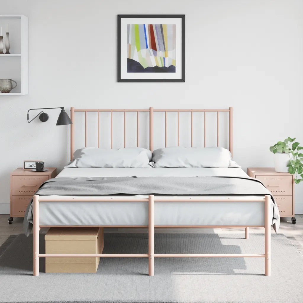 Set di 2 Comodini | Armadio da Notte | Mobiletto da notte Rosa 36x39x43,5 cm in Acciaio