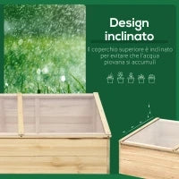 Serra da Giardino e Fioriera per Balcone in Legno di Abete Naturale, 100x50x35cm
