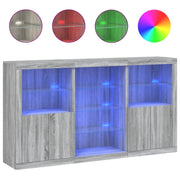Credenza | Madia | Buffet da pranzo | Armadio da pranzo con Luci LED Grigio Sonoma 181,5x37x100 cm