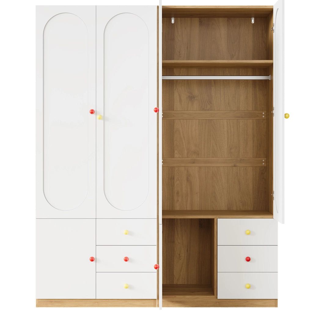 Set 2 armadi 2 ante guardaroba bianco laccato e cassetti armadio per cameretta