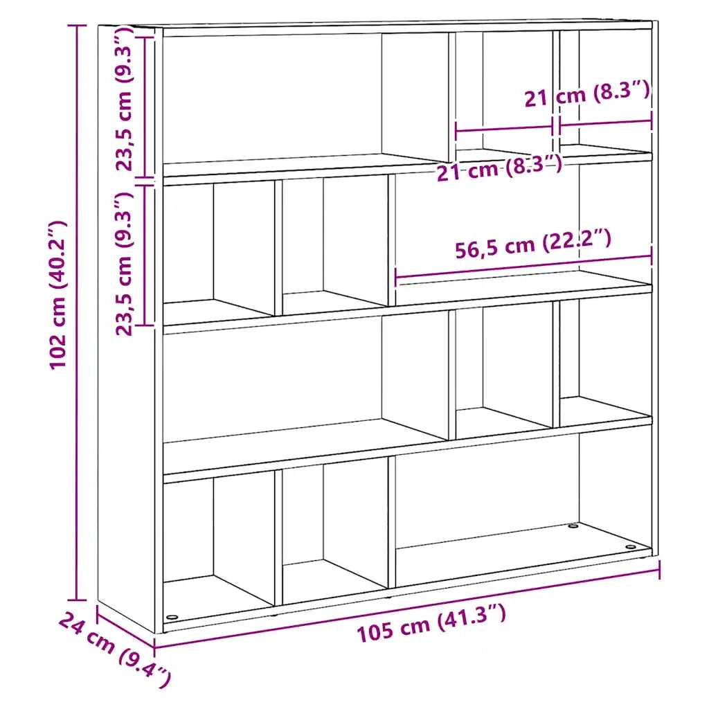 Libreria/Divisorio Ambienti | Divider per stanze | Paravento Rovere Artigianale 105x24x102 cm