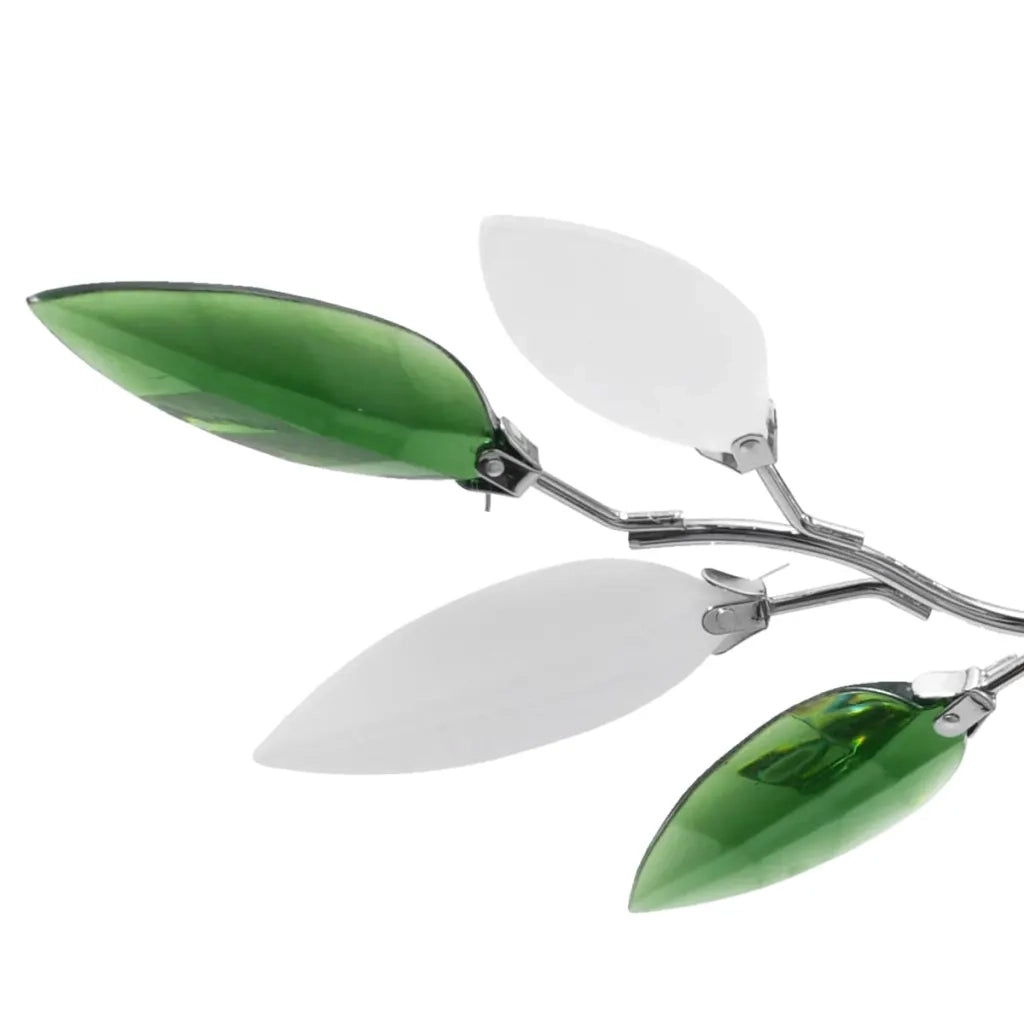 Lampada Soffitto Foglie Bianco e Verde Cristallo Acrilico 3xE14cod mxl 103807