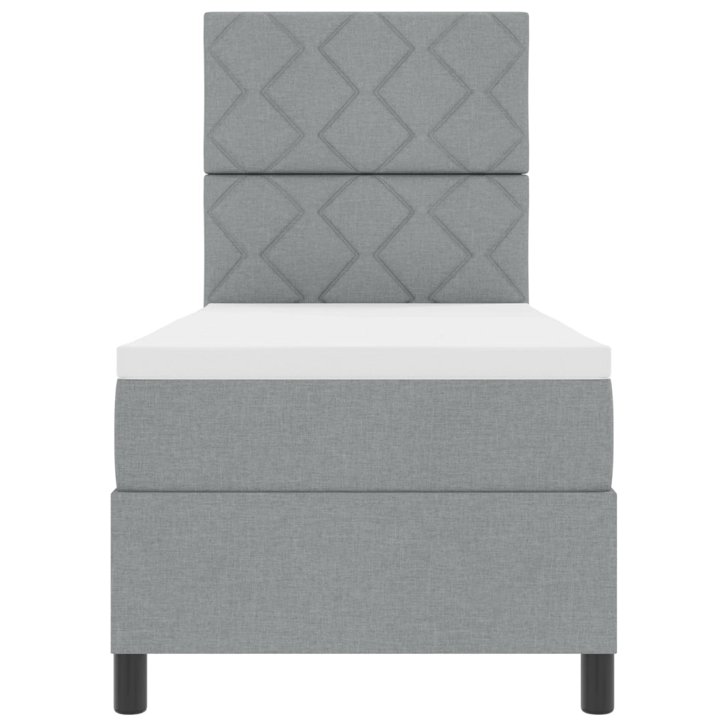 Letto a Molle con Materasso Grigio Chiaro 80x200 cm Tessuto