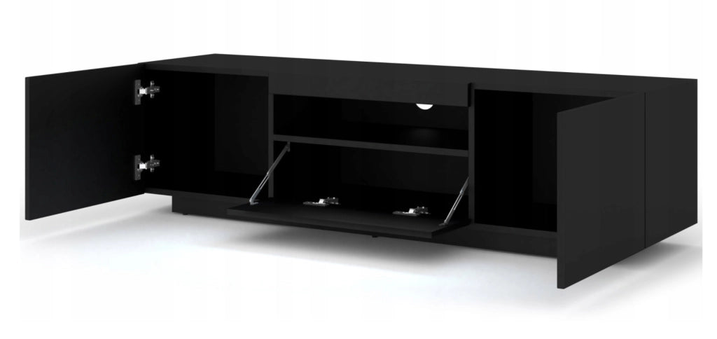 MOBILE TV PIANO TV SOSPESO O A TERRA NERO OPACO (NO LED) 150x37x42cm AURA