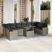 Set Divani da Giardino 11 pz con Cuscini in Polyrattan Grigio