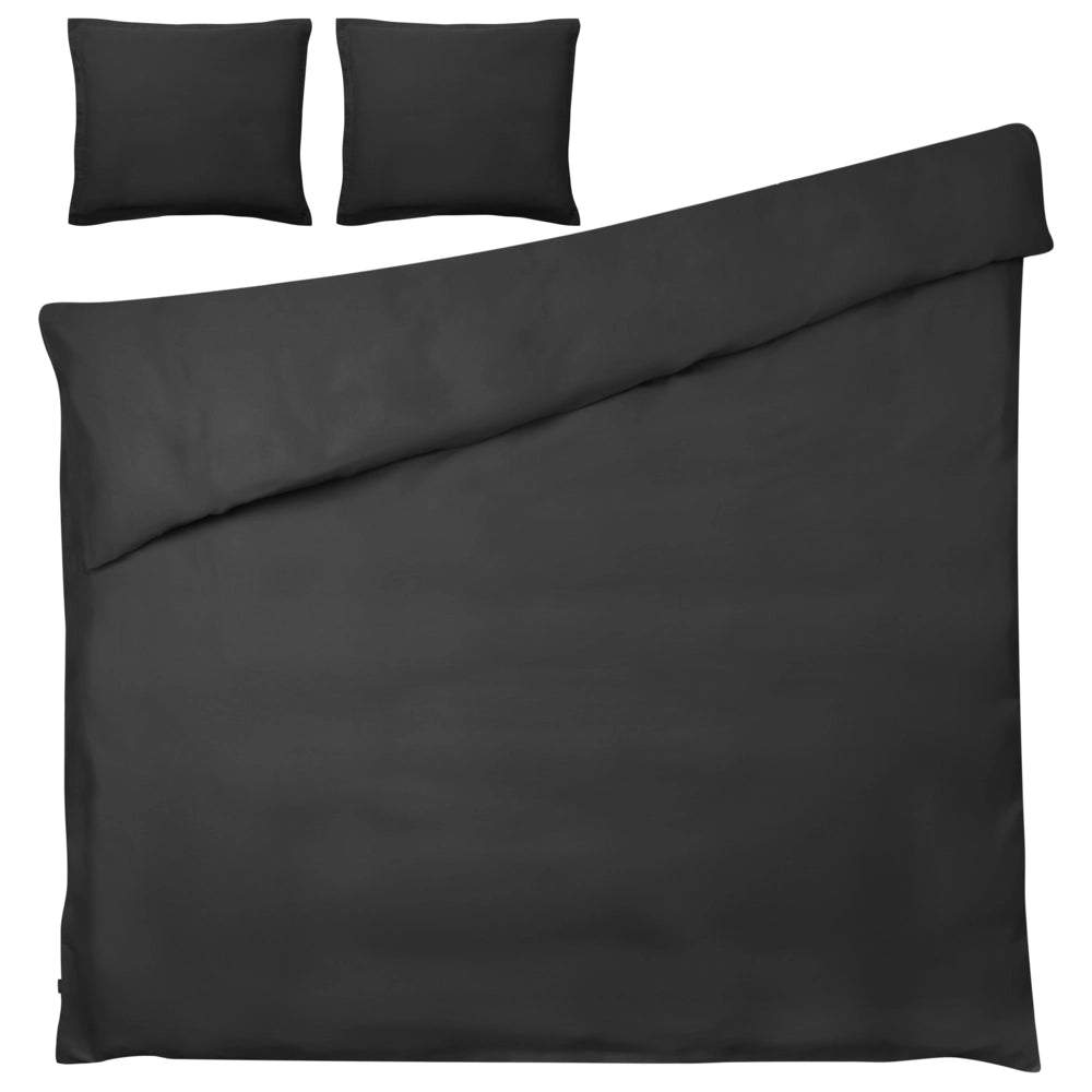 Set copripiumino e federa in cotone satinato nero 220 x 240 cm per una camera da letto moderna