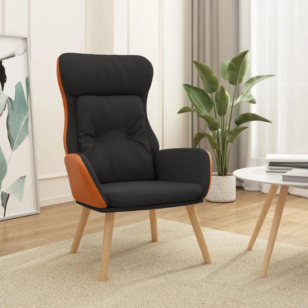 Poltrona | Sedia Relax Rilassante Nera in Tessuto e PVC