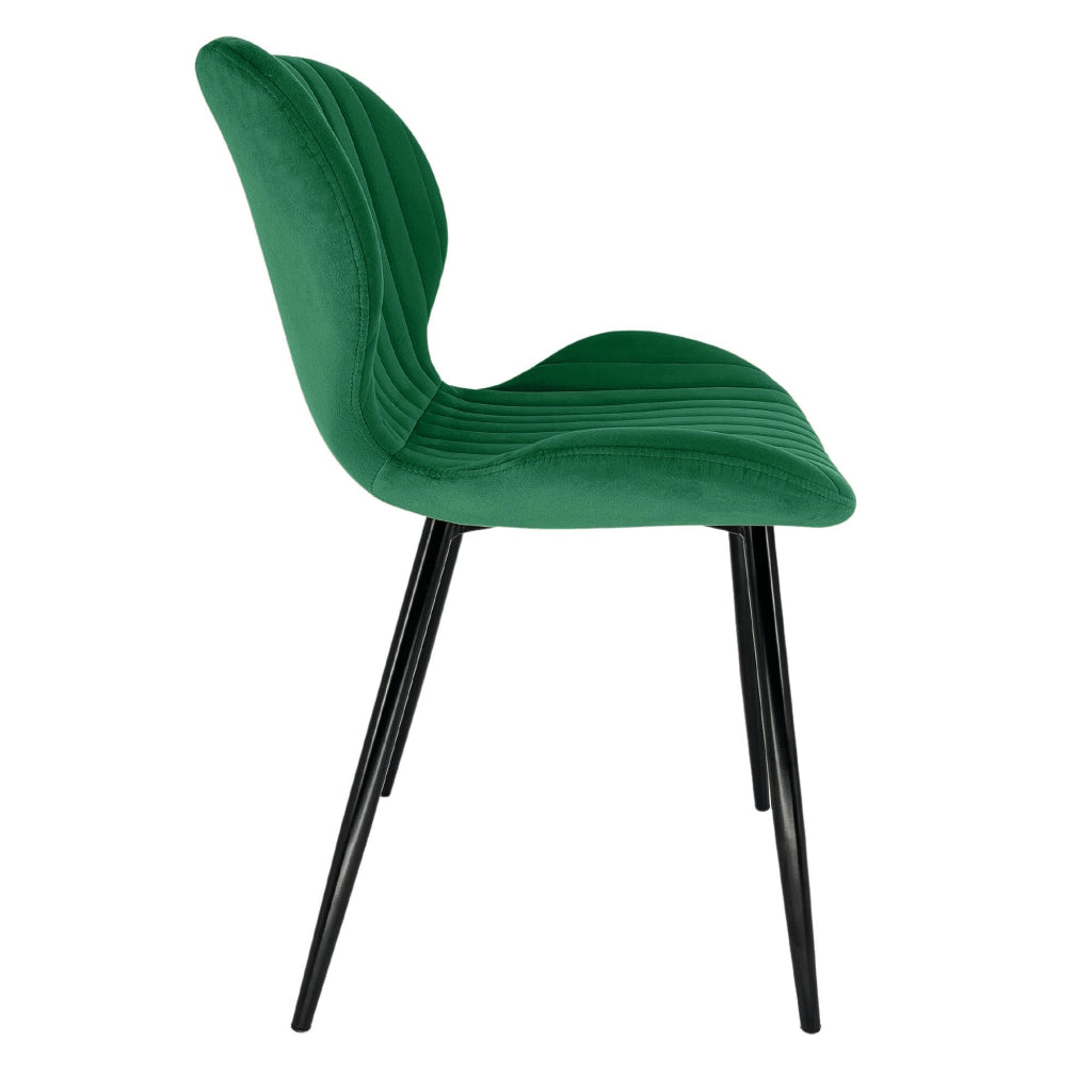 Set di 2 Sedie da Pranzo in Velluto SJ.17 Verde Bottiglia