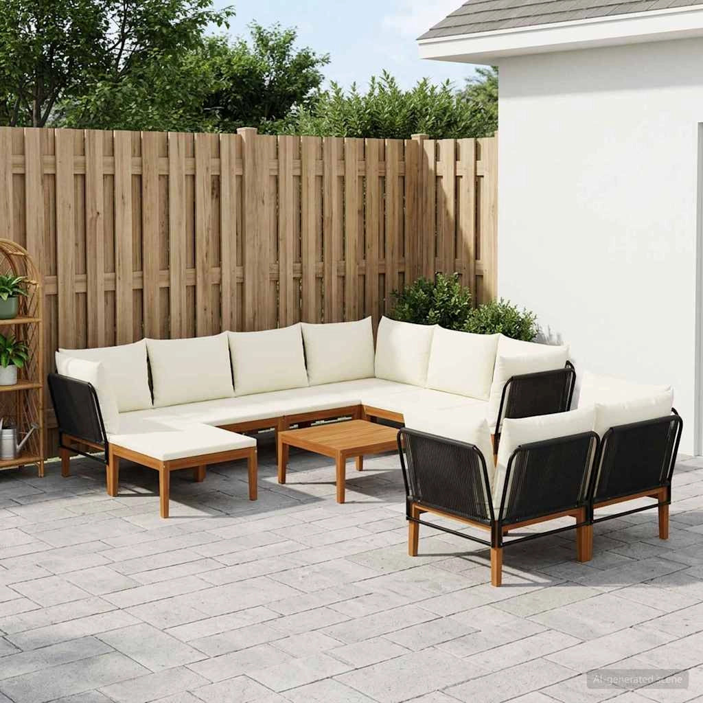 10 pz Legno massiccio di acacia e corda Naturale 3407722
