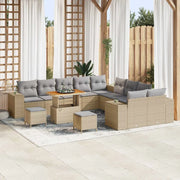 Set Divano da Giardino con cuscino 13 pcs Beige polyrattan