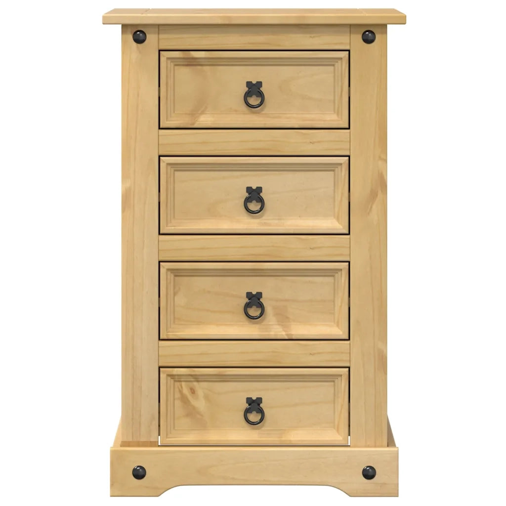 Comodino Corona 53x39x84 cm in Legno Massello di Pino 4005660