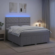 Letto Box Spring LED con Materasso Grigio Chiaro 140 x 200 cm 3455626