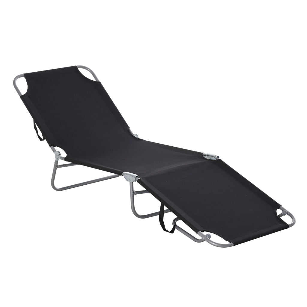 Lettino prendisole pieghevole ¨C zephmum ¨C nero, metallo, 187x55x24